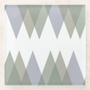 Khaki triangles glass coaster