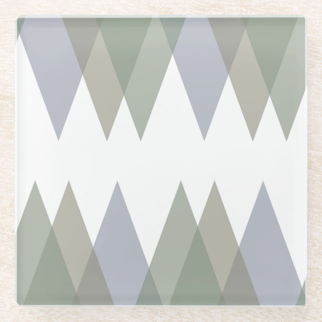Khaki triangles glass coaster (Front)