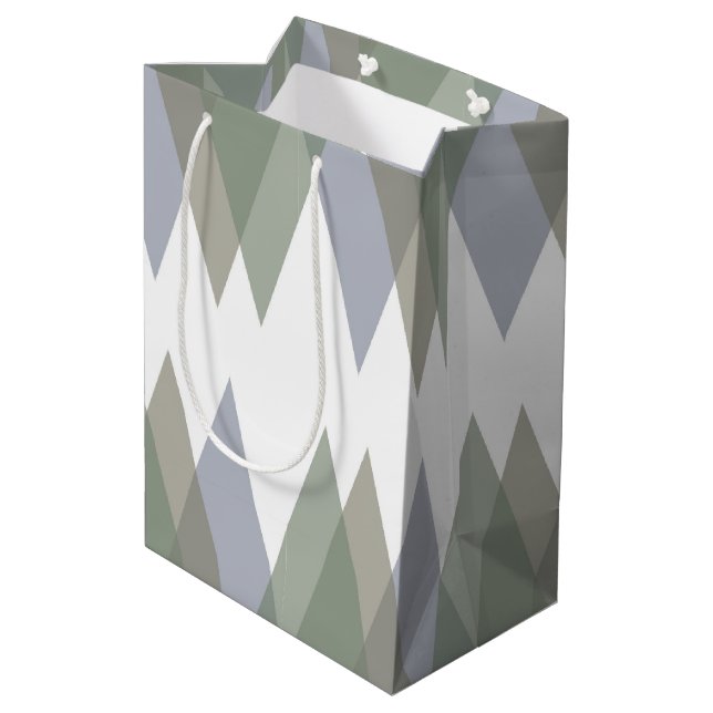 Khaki triangles medium gift bag (Back Angled)