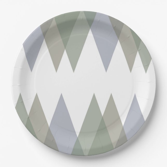 Khaki triangles paper plate (Front)