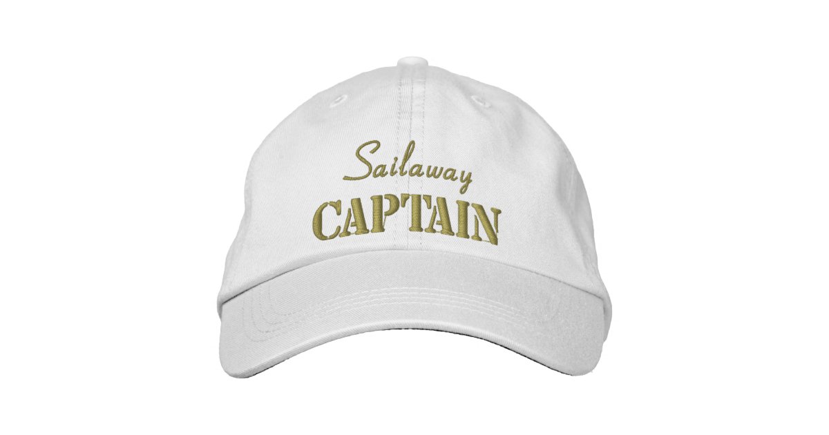 Khaki White Nautical Captain Custom Embroidered Hat | Zazzle.co.uk