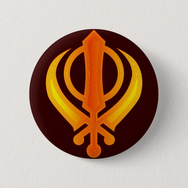 Khanda 6 Cm Round Badge (Front)