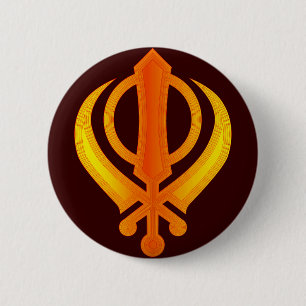 Khanda 6 Cm Round Badge