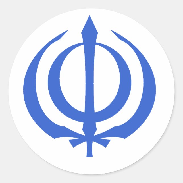 Khanda-Blue Classic Round Sticker (Front)