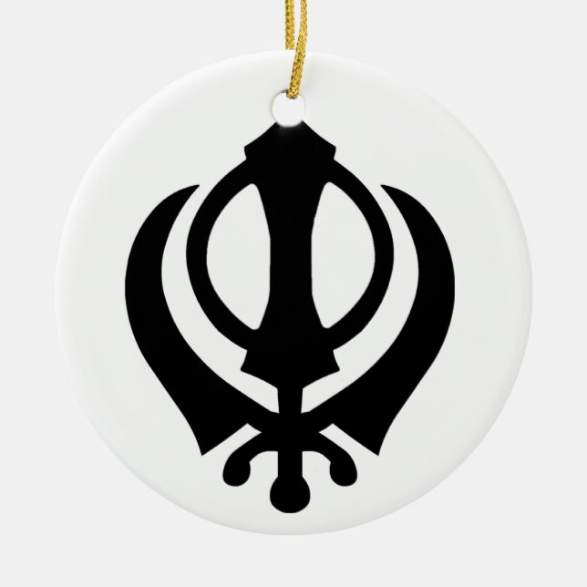 Khanda Sikh Symbol Ceramic Tree Decoration (Front)
