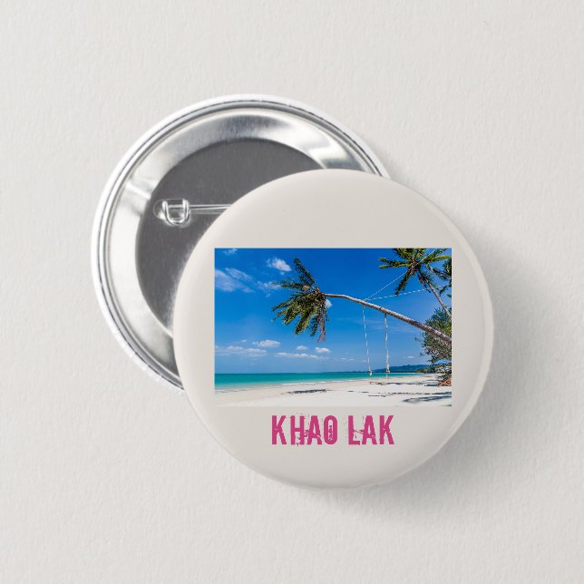 Khao Lak Phang-Nga Thailand Beach Panorama Holiday 6 Cm Round Badge (Front & Back)