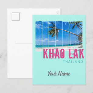 Khao Lak Phang-Nga Thailand Vintage Beach Souvenir Holiday Postcard