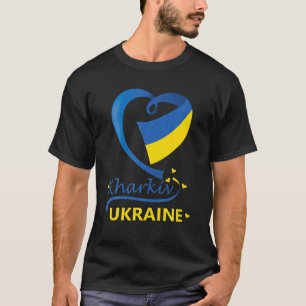 Kharkiv Ukraine National Flag Heart Emblem Crest T-Shirt