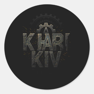 Kharkiv Ukraine Tech Circuit Style Urn City Classic Round Sticker