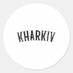 Kharkiv Ukraine Vintage Black Text Apparel  Classic Round Sticker