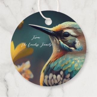 Khem Hummingbird Garden Foil Circle Favour Tag