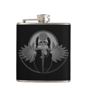 Kherpi God of the Rising Sun,scarab beetle. Hip Flask
