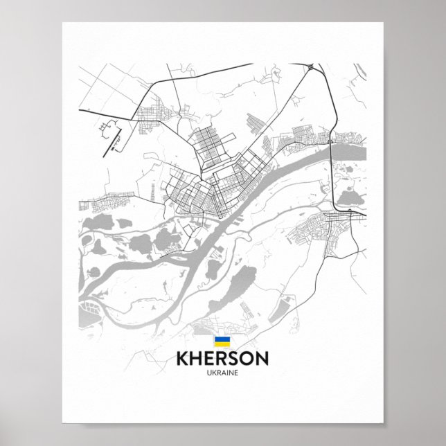 Kherson Ukraine Map Flag  Poster (Front)