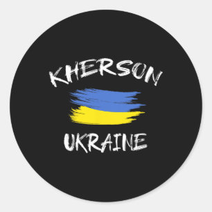 Kherson Ukraine Souvenir Ukrainian Country Flag Br Classic Round Sticker