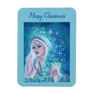Khione goddess of snow art by Renee Lavoie Holiday Magnet