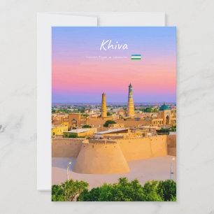 Khiva, Uzbekistan - Ancient Fortress Skyline Invitation