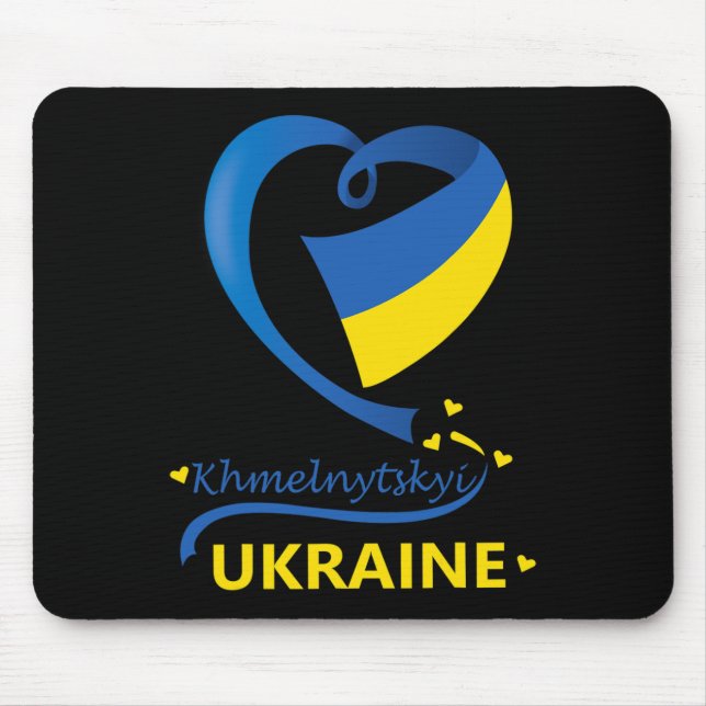 Khmelnytskyi Ukraine National Flag Heart Emblem Cr Mouse Mat (Front)