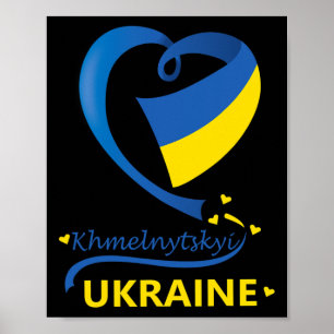 Khmelnytskyi Ukraine National Flag Heart Emblem Cr Poster