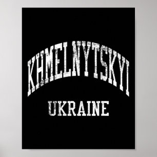 Khmelnytskyi Ukraine Retro 70s College Sports Styl Poster