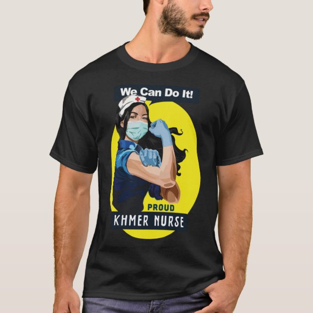 Khmer Proud Frontline Worker Rosie Riveter Nurse D T-Shirt (Front)