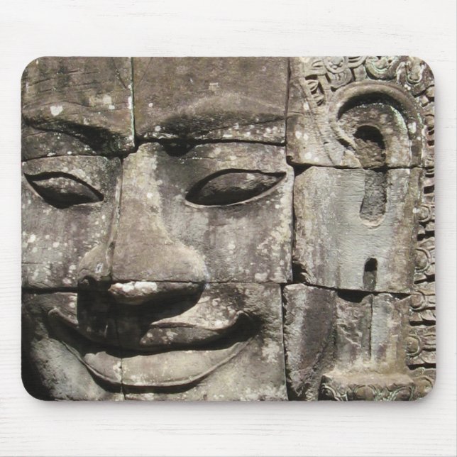 Khmer Stone Face ... Bayon Temple, Cambodia Mouse Mat (Front)
