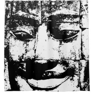Khmer Stone Face ... Bayon Temple, Cambodia Shower Curtain