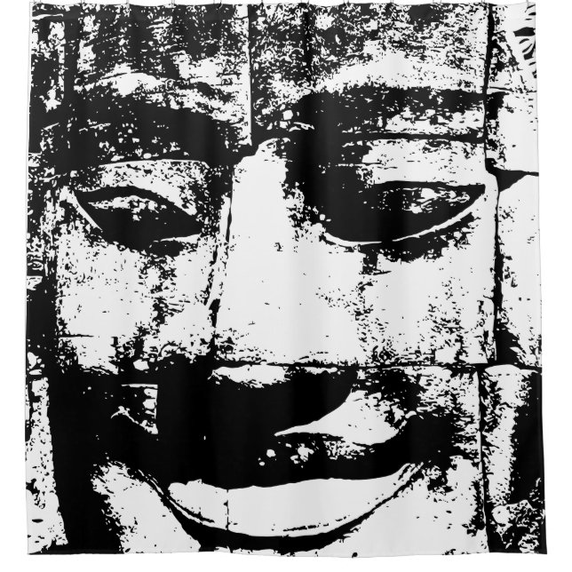 Khmer Stone Face ... Bayon Temple, Cambodia Shower Curtain (Front)