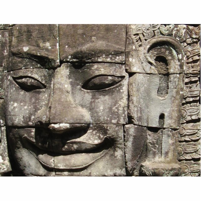 Khmer Stone Face ... Bayon Temple, Cambodia Standing Photo Sculpture (Front)