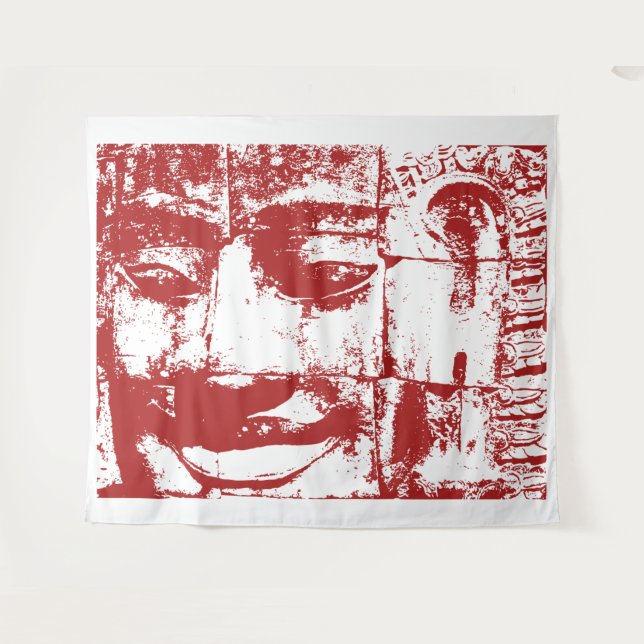 Khmer Stone Face ... Bayon Temple, Cambodia Tapest Tapestry (Front (Horizontal))