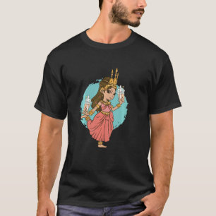 Khmer Thai And Lao Apsara Princess Girl Pink Blue  T-Shirt