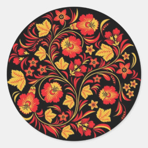 Khokhloma (Hohloma) Russian Art Workshops Classic Round Sticker