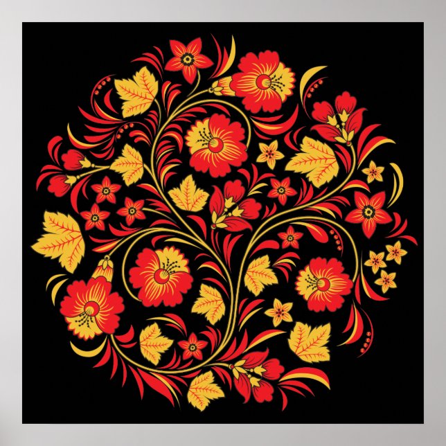 Khokhloma Hohloma Russian Folk Art Poster (Front)