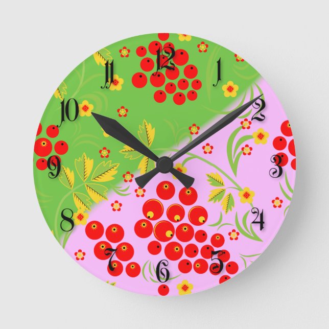 Khokhloma pattern round clock (Front)
