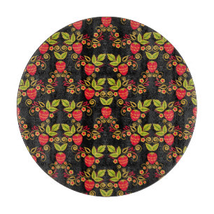 Khokhloma Russian Berries: Traditional Style Cutting Board