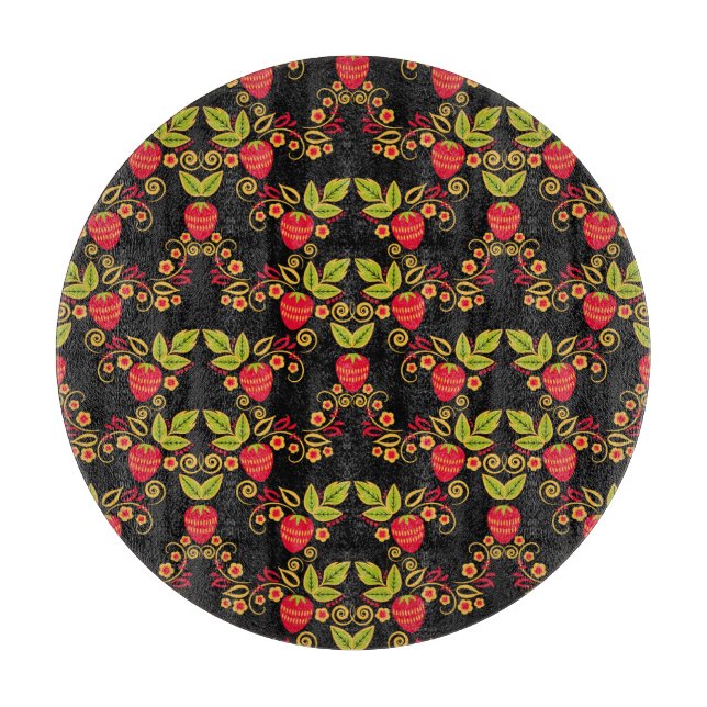 Khokhloma Russian Berries: Traditional Style Cutting Board (Front)