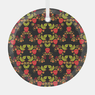 Khokhloma Russian Berries: Traditional Style Glass Tree Decoration