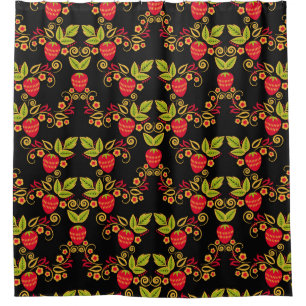 Khokhloma Russian Berries: Traditional Style Shower Curtain