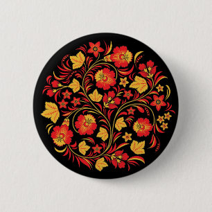 Khokhloma Russian Folk Art Button