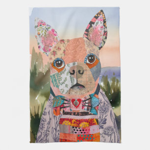 KHS Boston Terrier Mixed Media Dog Kitchen Towel
