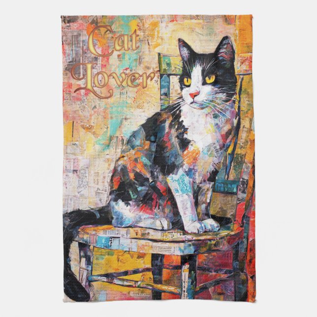 KHS Cute and Colourful Cat Floral Kitchen Towel (Vertical)