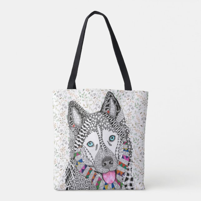 KHS Cute and Colourful Siberian Husky Tote Bag (Back)