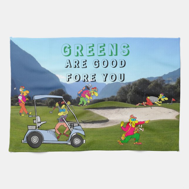 KHS Golf Greens Are Good Fore You Kitchen Towels (Horizontal)