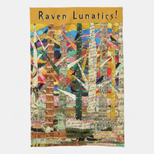 KHS Raven Lunatics Crows and Trees Paper Art   Tea Towel