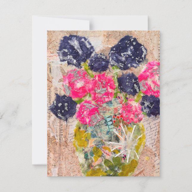 KHS Whimsical Floral Paper Collage Mixed   Thank You Card (Front)
