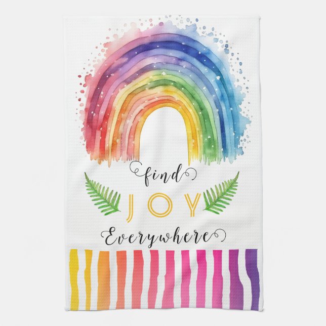 KHSWatercolor Whimsical Boho Rainbow Kitchen Towel (Vertical)