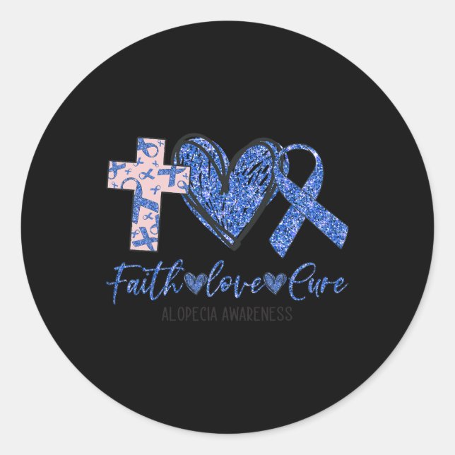 Ki Alopecia Awareness Month Costume Faith Love Cur Classic Round Sticker (Front)