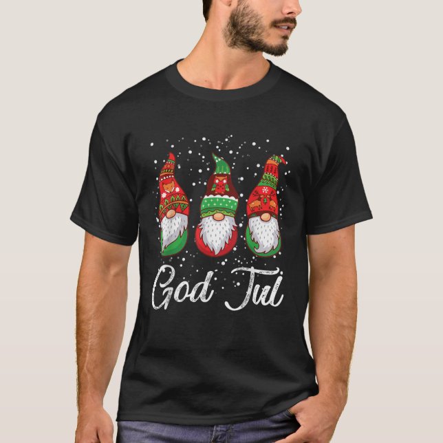 Ki God Jul Swedish Merry Christmas Sweden Gnome Gi T-Shirt (Front)