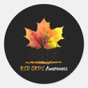 Ki Maple Leaf RSD CRPS Awareness Costume Orange Ri Classic Round Sticker