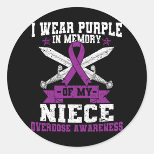 Ki Purple Ribbon Overdose Awareness Month Costume Classic Round Sticker