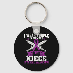 Ki Purple Ribbon Overdose Awareness Month Costume Key Ring